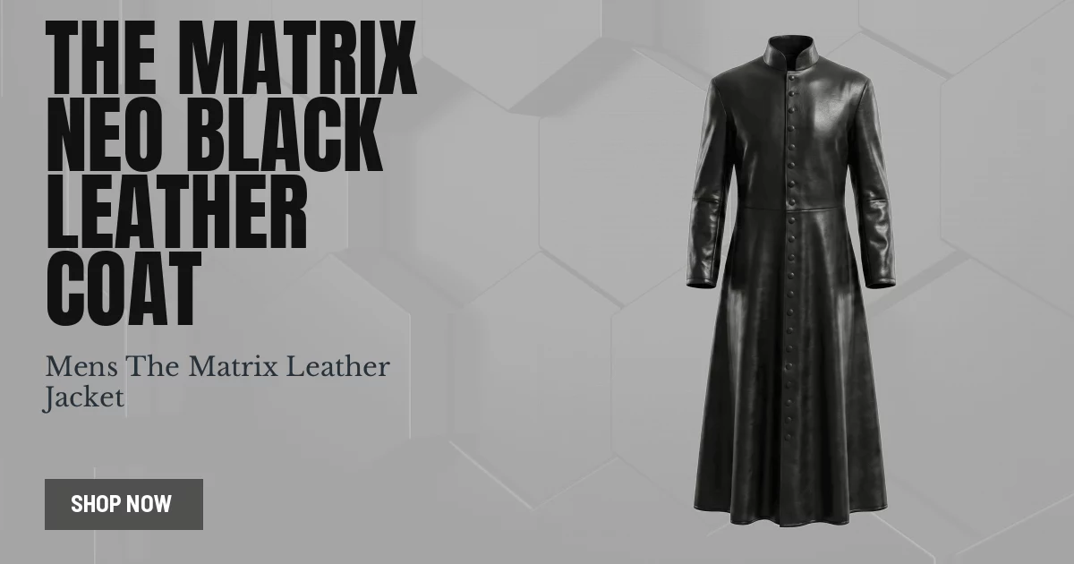 The Matrix Neo Black Leather Coat - Screen Replica