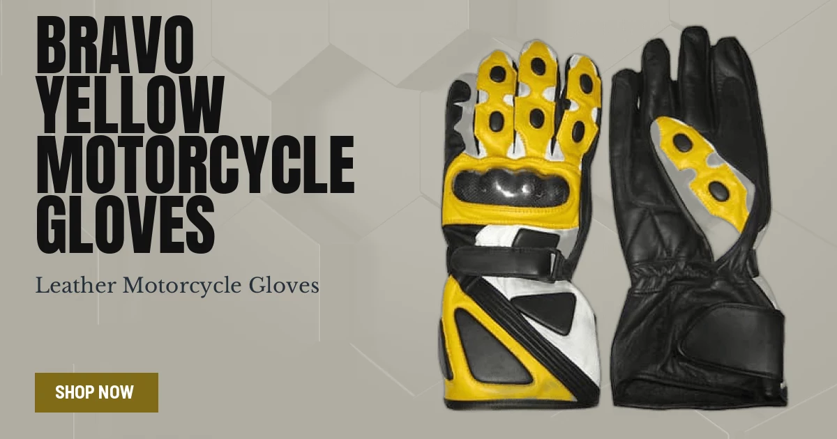 Bravo Yellow Leather Gloves with Carbon Knuckle Guards