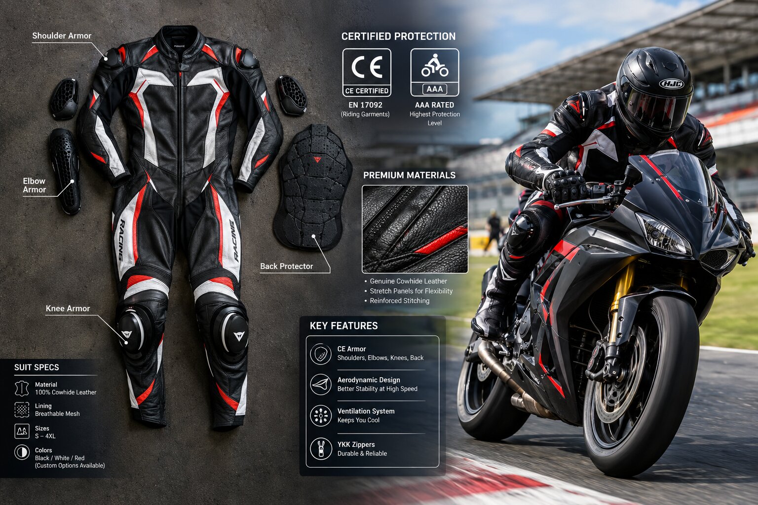 Understanding motorcycle gear specifications and safety ratings for protective leather suits